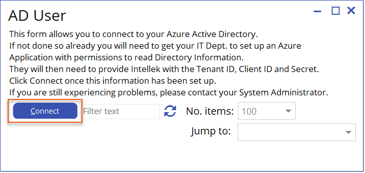 AD User Connection Form