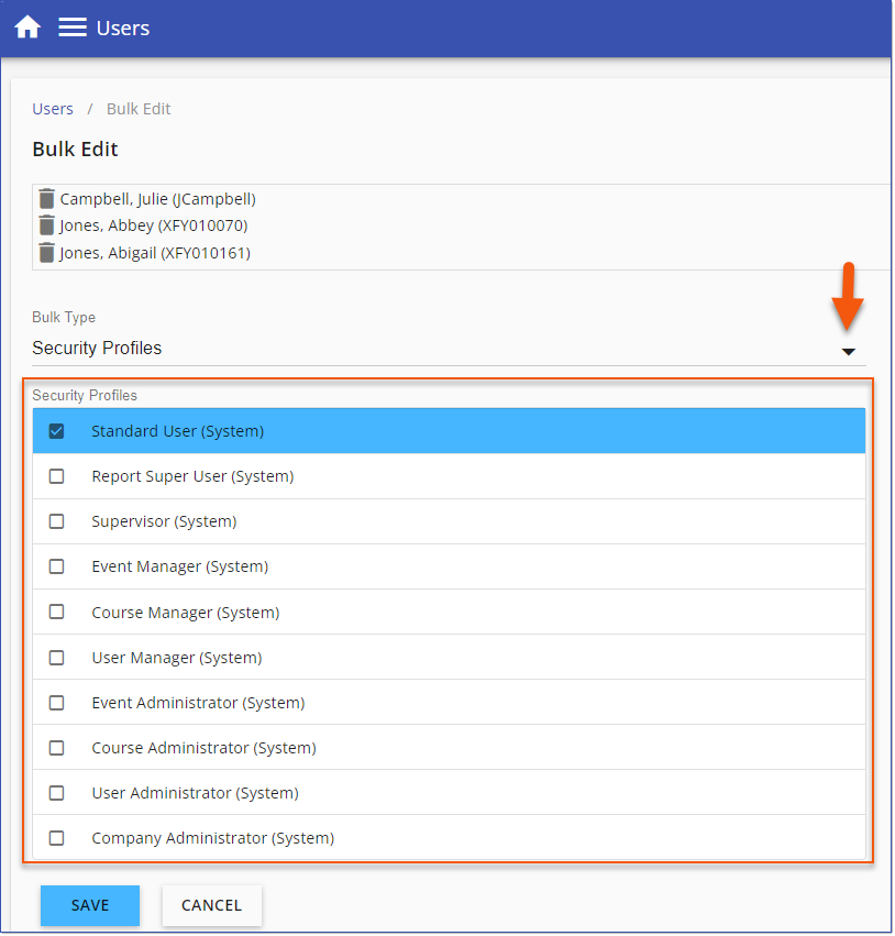Bulk Edit - Security Profiles