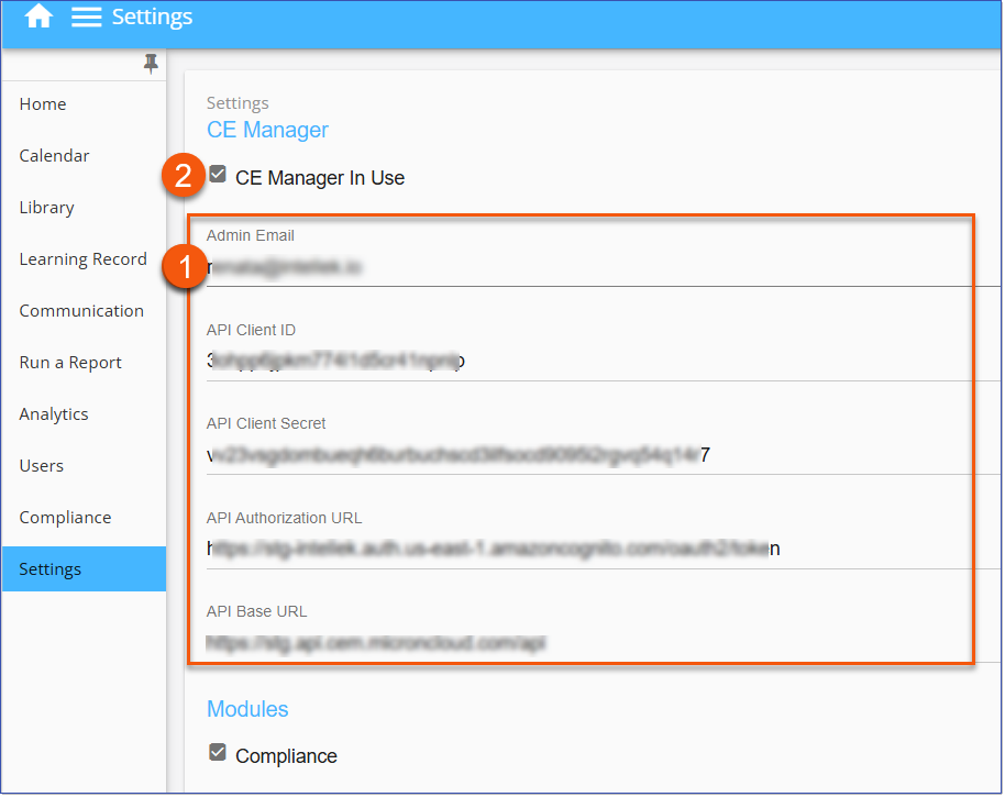Settings > CE Manager Settings