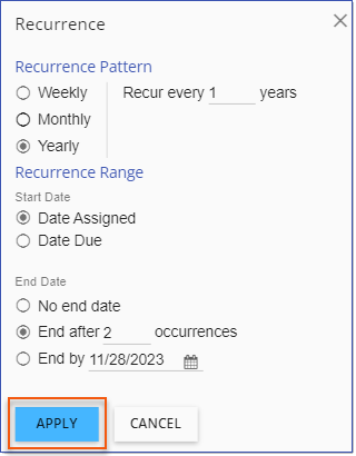 Course Recurrence Pattern