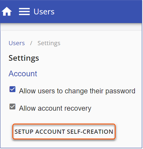 Setup Account Self-Creation