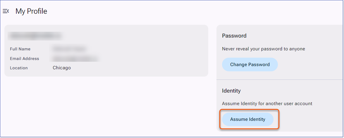 My Profile - Assume Identity