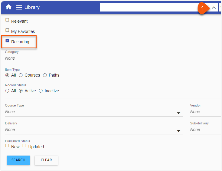 Library Recurring filter