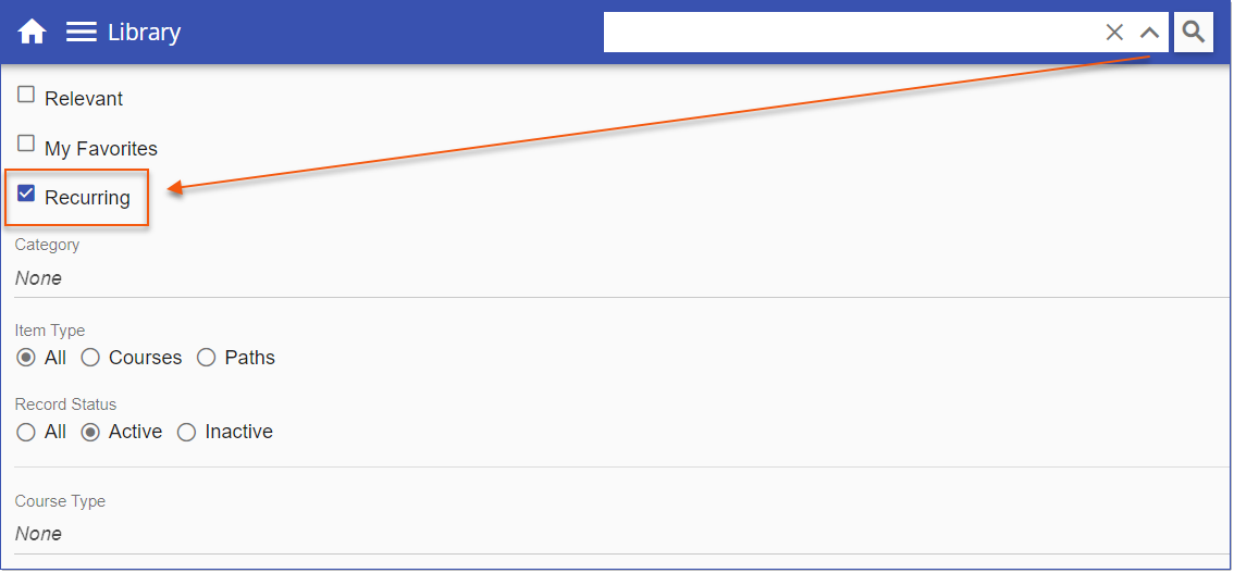 Library Recurring Filter