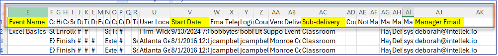 Training Tracking Report - Export to Excel