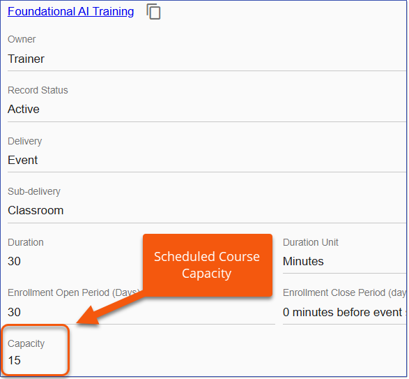 Scheduled Course Capacity