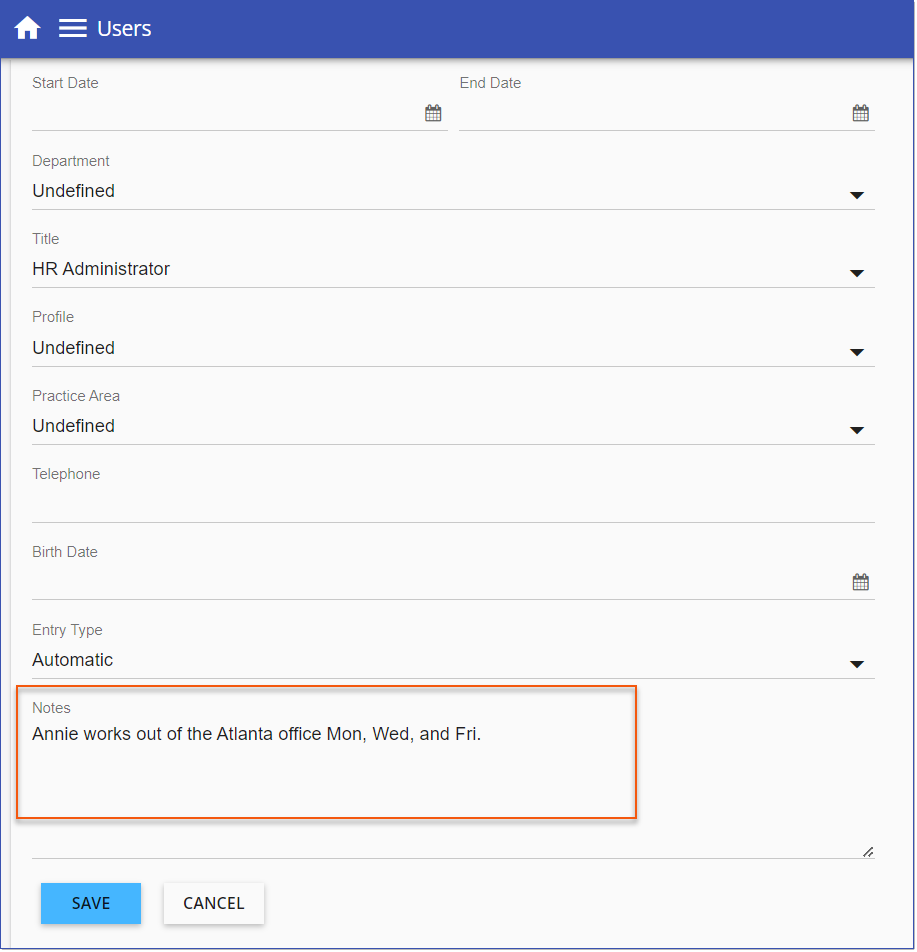 Users - Notes Field
