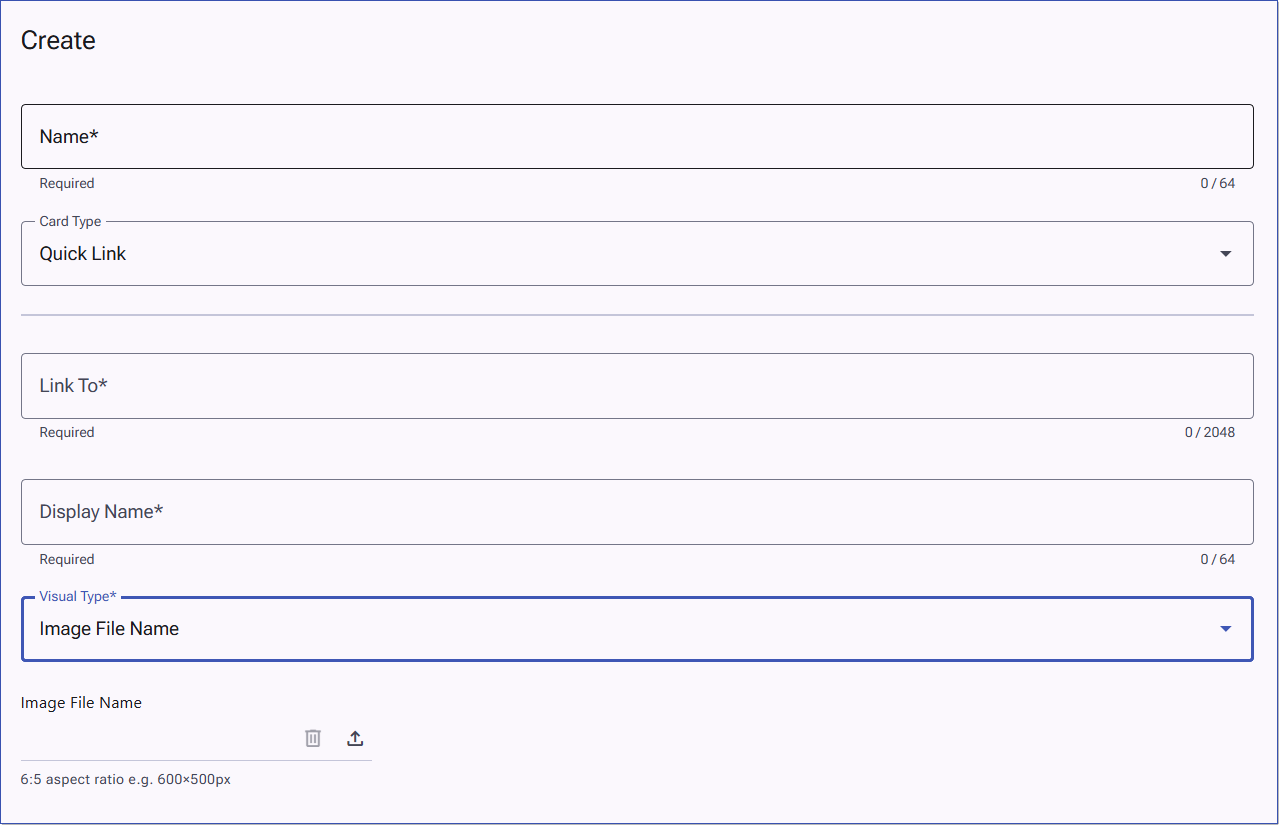 Quick Link Card - Create
